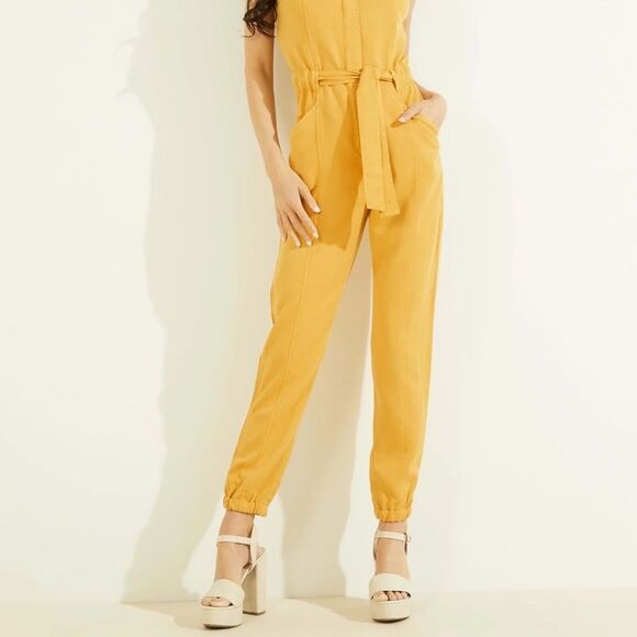 New GUESS ECO Women's Sleeveless Shiloh Jumpsuit, Gold Flake, Small - Picture 2 of 10